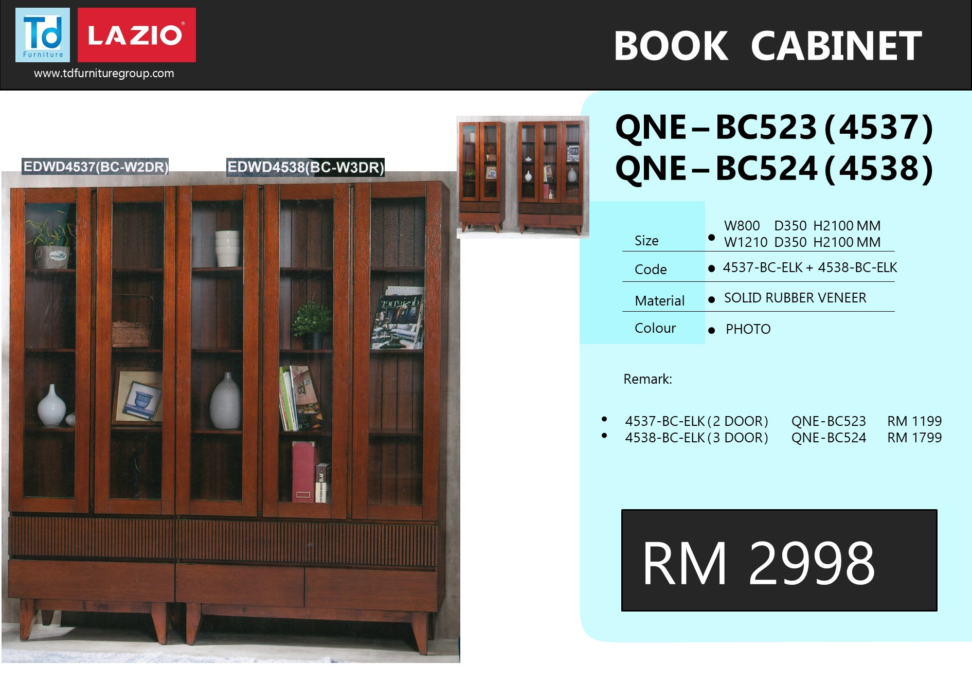 4537- 2 DOOR BOOK CABINET 